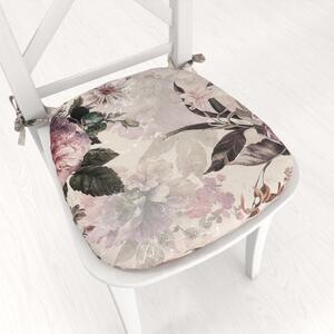 Biante Oblý podsedák Parma PM-112 Fialové květy na smetanovém - 39x37x3 cm