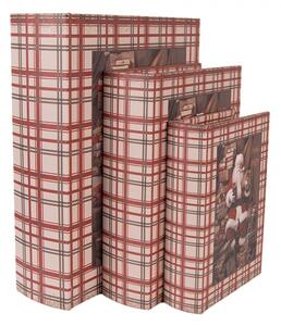 Sada 3 ks úložných boxů ve tvaru knihy s vánočním motivem Santa Clause – 27x22x7 / 22x17x6 / 18x13x4 cm