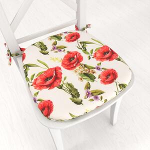 Biante Oblý podsedák PML-101 Vlčí máky na bílém - 39x37x3 cm