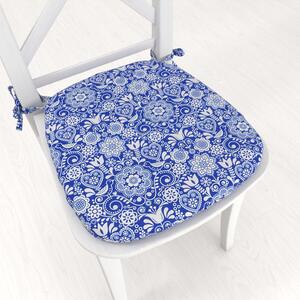 Biante Oblý podsedák PML-100 Modro-bílý lidový ornament - 39x37x3 cm