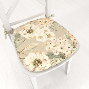 Biante Oblý podsedák PML-106 Malované květy na béžovém - 39x37x3 cm