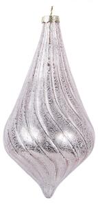 Růžová skleněná vánoční ozdoba podlouhlá Greetje – 8x17 cm