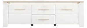 KOMODA POD TELEVIZI, bílá, dub bianco, 154/49,5/40 cm Carryhome - Komody bílé