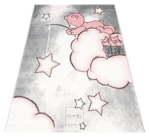 Šedě růžový koberec do dětského pokoje pro holčičku macík