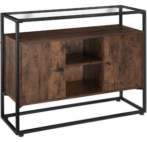 Tectake Komoda Oldham 100x38x80,5cm - Industriální dřevo tmavé, rustikální