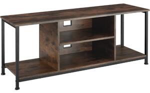 Tectake Televizní stolek - 120 cm,Industriální dřevo tmavé, rustikální