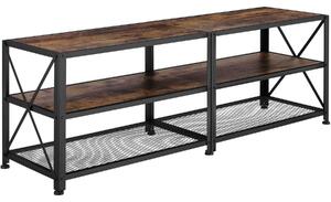 Tectake Televizní stolek - 141 cm,Industriální dřevo tmavé, rustikální