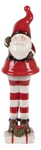 Vánoční dekorace keramická postavička Santa Claus s dárkem Moer – 23 cm