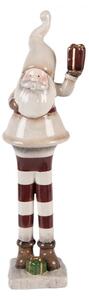 Vánoční dekorace keramická postavička Santa Claus béžovo-červená L Moer – 9x8x30 cm