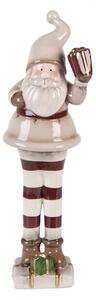 Vánoční dekorace keramická postavička Santa Claus béžovo-červená M Moer – 8x7x23 cm
