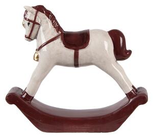 Keramická dekorace houpací koník s vínovým sedlem Moer – 15x4x14 cm