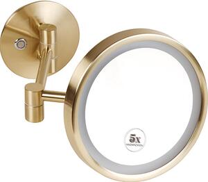 Bemeta Design Kosmetické zrcátko, ø 200 mm, s LED osvětlením, mat, zlatá light - 170101149