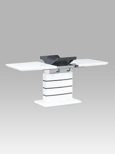 Autronic - Jídelní stůl 140+40x80 cm, vysoký lesk bílá + šedá - HT-410 WT
