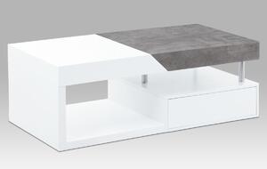 Autronic - Konferenční stolek 120x60x42, MDF bílý mat/dekor beton, 2 šuplíky - AHG-622 WT