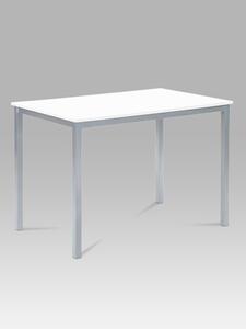 Autronic - Jídelní stůl 110x70x75 cm, deska MDF, bílá barva, kovová podnož, střbrný lak - GDT-202 WT