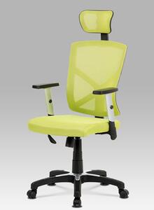 Autronic - Kancelářská židle, potah zelená látka MESH a síťovina, MESH, černý plastový kříž - KA-H104 GRN
