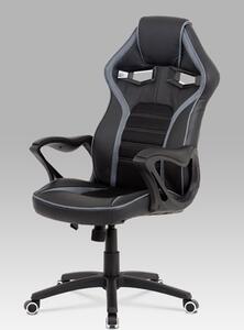Autronic - Kancelářská židle, potah černá ekokůže, černá a šedá látka MESH, černý plastový - KA-G406 GREY