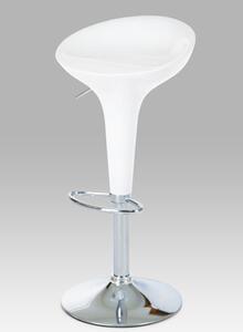 Autronic - Barová židle, bílý plast, chromová podnož, výškově nastavitelná - AUB-9002 WT