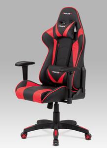 Autronic - Kancelářská židle houpací mech., černá + červená koženka, plast. kříž - KA-F03 RED