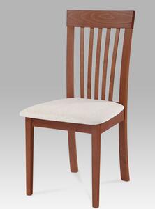 Autronic - Jídelní židle, masiv buk, barva třešeň, látkový béžový potah - BC-3950 TR3