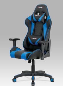 Autronic - Kancelářská židle, modrá+černá ekokůže, houpací mech., plastový kříž - KA-F03 BLUE