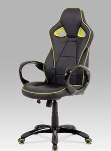 Autronic - Kancelářská židle, černá-zelená ekokůže, houpací mech, plastový kříž - KA-E812 GRN