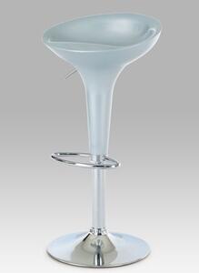 Autronic - Barová židle, stříbrný plast, chromová podnož, výškově nastavitelná - AUB-9002 SIL