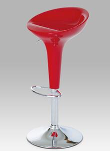 Autronic - Barová židle, červený plast, chromová podnož, výškově nastavitelná - AUB-9002 RED