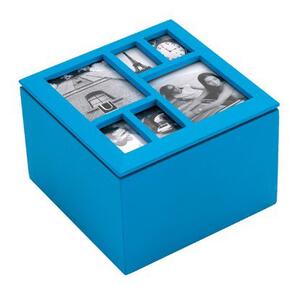 Dřevěná šperkovnice Umbra Multi Photo Box - modrá