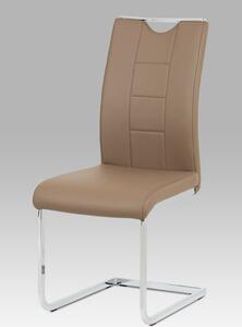 Autronic - Jídelní židle latte koženka / chrom - DCL-411 LAT