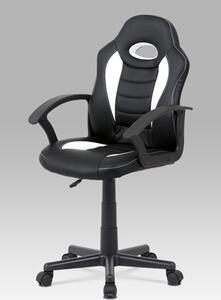 Autronic - Kancelářská židle, bílá-černá ekokůže, výšk. nast., kříž plast černý - KA-V107 WT