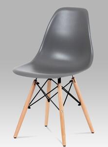 Autronic - Jídelní židle, plast šedý / masiv buk / kov černý - CT-758 GREY
