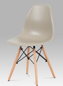 Autronic - Jídelní židle, plast latté / masiv buk / kov černý - CT-758 LAT