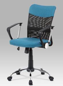 Autronic - Juniorská kancelářská židle, modrá látka, černá MESH, houpací mech, kříž chrom - KA-V202 BLUE