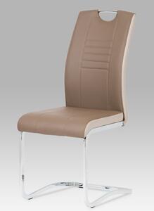 Autronic - Jídelní židle chrom / koženka coffee + cappucino boky - DCL-406 COF