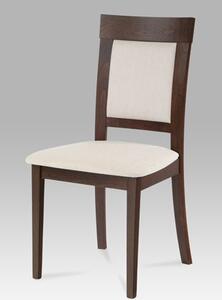 Autronic - Jídelní židle, masiv buk, barva ořech, látkový béžový potah - BC-3960 WAL