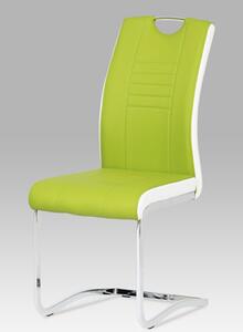 Autronic - Jídelní židle chrom / koženka limetková s bílými boky - DCL-406 LIM
