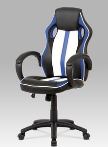 Autronic - Kancelářská židle, modrá-černá ekokůže+MESH, houpací mech, kříž plast černý - KA-V505 BLUE