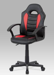 Autronic - Kancelářská židle, červená-černá ekokůže, výšk. nast., kříž plast černý - KA-V107 RED