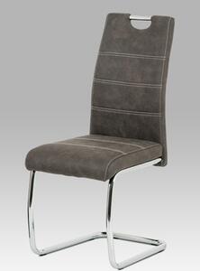 Autronic - Jídelní židle, potah antracitově šedá látka COWBOY v dekoru vintage kůže, kovová - HC-483 GREY3