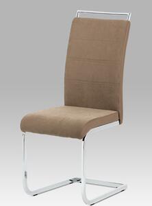 Autronic - Jídelní židle lanýžová látka + hnědá koženka / chrom - DCL-966 LAN2