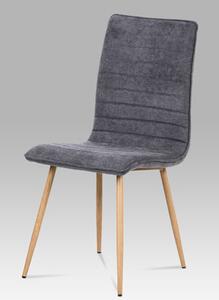 Autronic - Jídelní židle, šedá látka, kovová 4 nohá podnož, 3D dekor dub - HC-368 GREY2