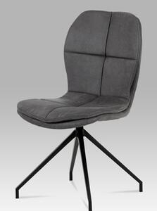 Autronic - Jídelní židle, potah šedá látka COWBOY v dekoru vintage kůže, kovová čtyřnohá podnož v černém matném laku - HC-710 GREY3