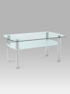Autronic - Konferenční stolek čiré sklo / mléčné sklo / leštěný nerez - GCT-303 CLR1