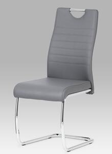 Autronic - Jídelní židle koženka šedá / chrom - DCL-418 GREY