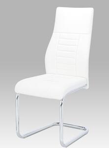Autronic - Jídelní židle, bílá koženka / chrom - HC-955 WT
