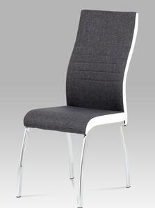 Autronic - Jídelní židle šedá látka + bílá koženka / chrom - DCL-433 GREY2