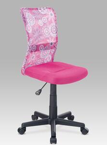Autronic - Kancelářská židle, růžová mesh, plastový kříž, síťovina motiv - KA-2325 PINK