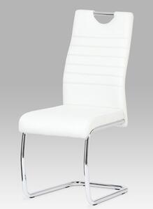 Autronic - Jídelní židle koženka bílá / chrom - DCL-418 WT