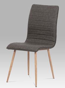 Autronic - Jídelní židle, potah coffee látka, kovová 4nohá podnož, 3D dekor dub - HC-368 COF2